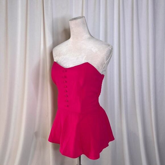 Monteau Los Angeles Pink Strapless Structure Bodice Flowy Hem Women's M Summer - Picture 4 of 16
